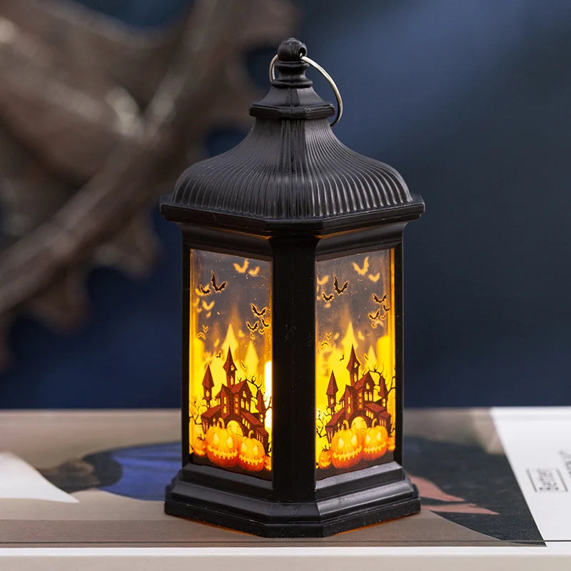 Lantern Flameless LED Pumpkin & Bat Design