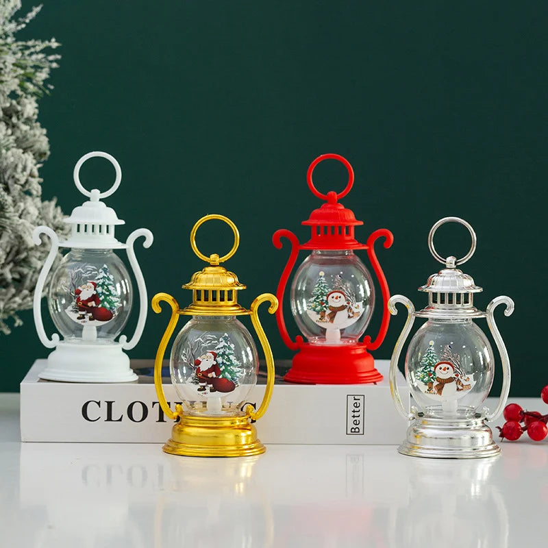 Lantern Glass & Metal Festive Motifs Warm Light