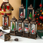 Lantern Glitter Snowfall Effect Battery Operated Metal & Glass