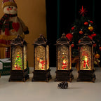 Lantern Glitter Snowfall Effect Metal & Glass Battery Operated