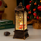 Lantern Glitter Snowfall Effect Metal & Glass Battery Operated