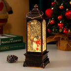 Lantern Glitter Snowfall Effect Metal & Glass Battery Operated