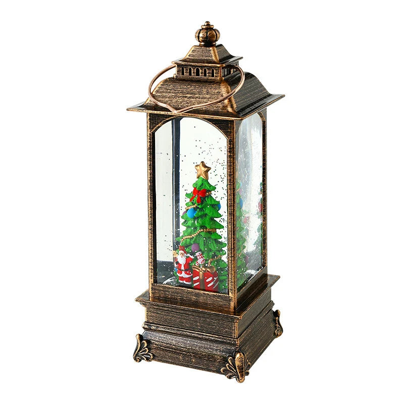 Lantern Glitter Snowfall Effect Metal & Glass Battery Operated