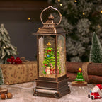 Lantern Glitter Snowfall Effect Metal & Glass Battery Operated