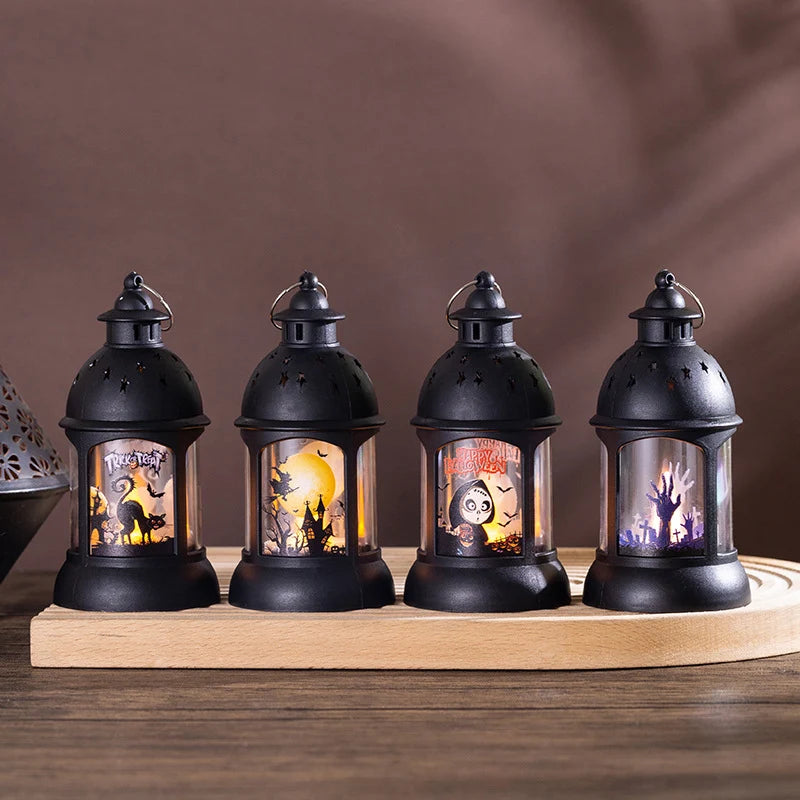 Lantern Halloween Cutout Metal & Glass LED