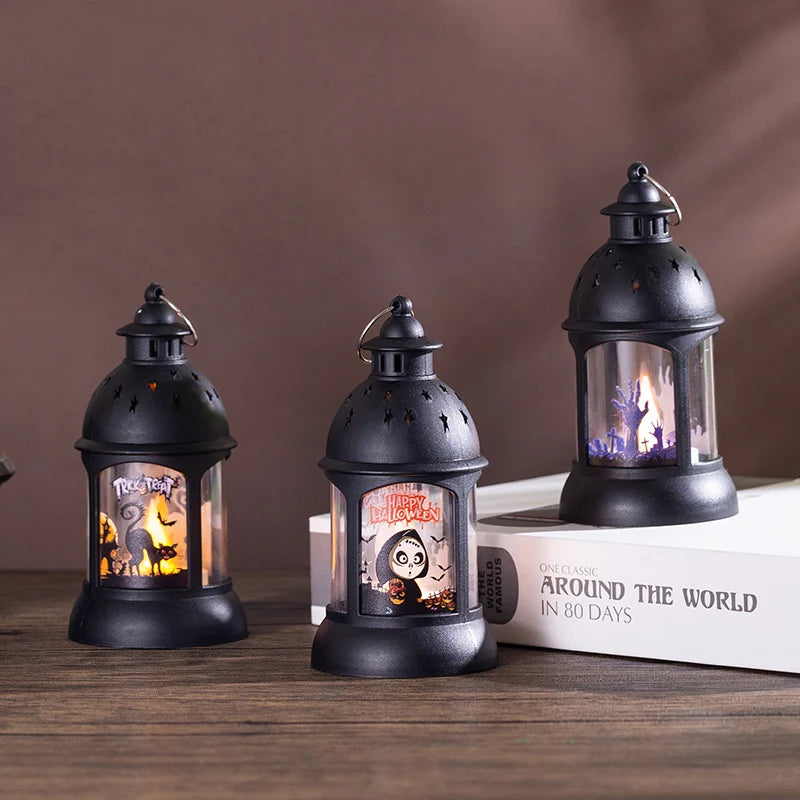 Lantern Halloween Cutout Metal & Glass LED