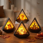 Lantern Illuminated Witch Scene Glass & Metal