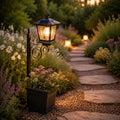 Lantern Planter Solar Powered Dusk Sensor Vintage Metal Waterproof