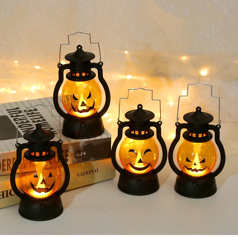 Lantern Pumpkin Face LED Metal Frame