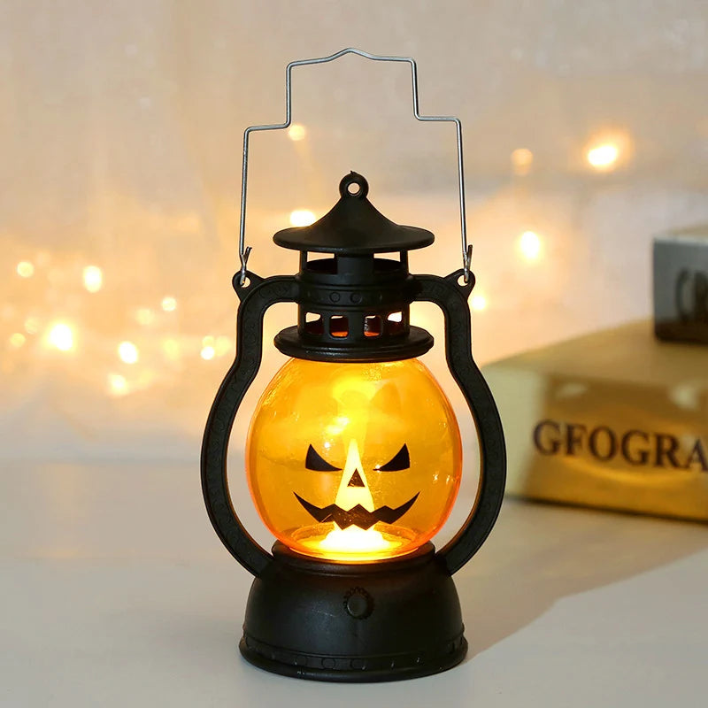 Lantern Pumpkin Face LED Metal Frame
