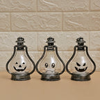 Lantern Pumpkin Face Warm Light Glass & Metal