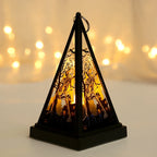Lantern Pyramid Cutout Metal & Glass Tea Light Compatible