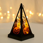Lantern Pyramid Cutout Metal & Glass Tea Light Compatible