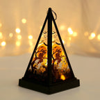 Lantern Pyramid Cutout Metal & Glass Tea Light Compatible