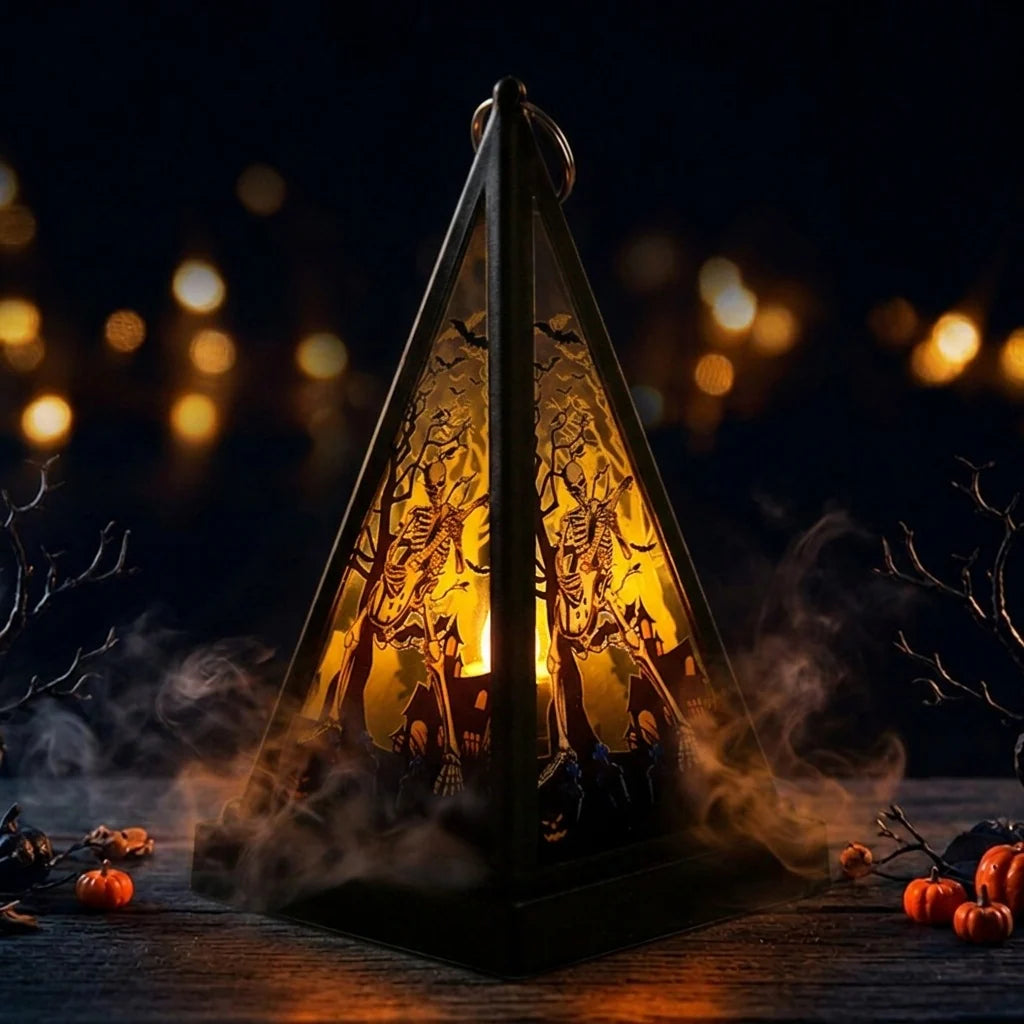 Lantern Skeleton Mist Flickering Light Indoor & Outdoor