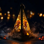 Lantern Skeleton & Mist Motif Flickering Light Indoor & Outdoor