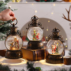 Lantern Snow Globe Warm White LED Gold Finish