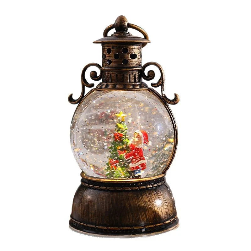 Lantern Snow Globe Warm White LED Gold Finish