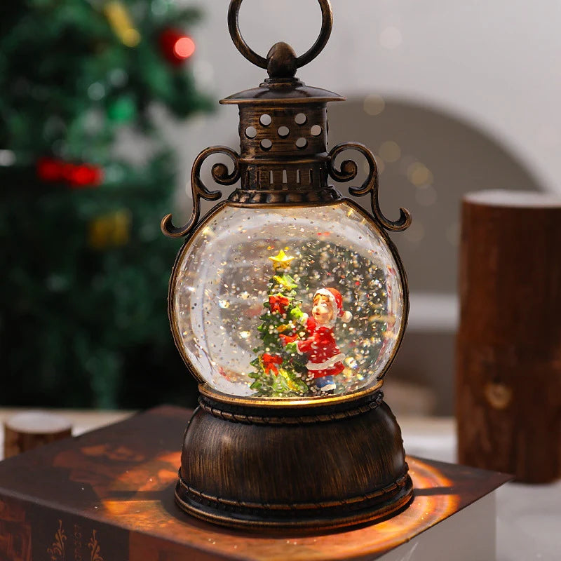 Lantern Snow Globe Warm White LED Gold Finish