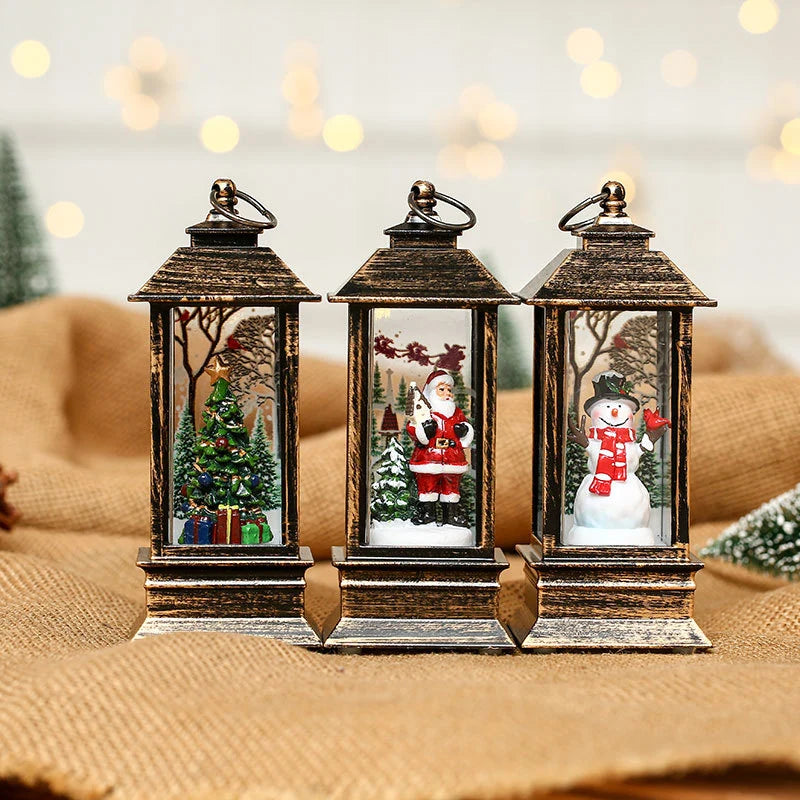 Lantern Snowman Glitter Battery-Operated LED