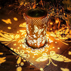 Lantern Solar Powered Patterned Iron Weather-Resistant