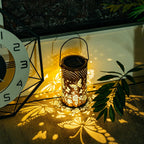 Lantern Solar Powered Patterned Iron Weather-Resistant