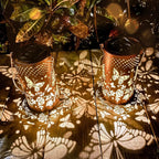 Lantern Solar Powered Patterned Iron Weather-Resistant