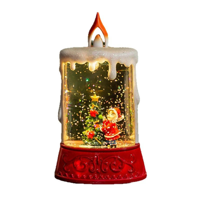 Lantern Sparkling LED Tabletop Santa & Tree