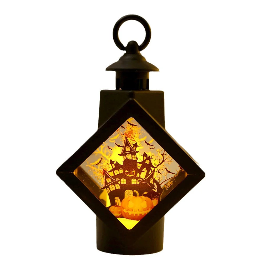 Lantern Spooky Castle & Pumpkin LED Indoor Outdoor