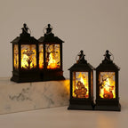 Lantern Spooky Cutout Warm LED Metal & Glass
