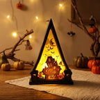 Lantern Triangular Wood Warm White LED