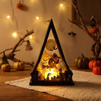 Lantern Triangular Wood Warm White LED