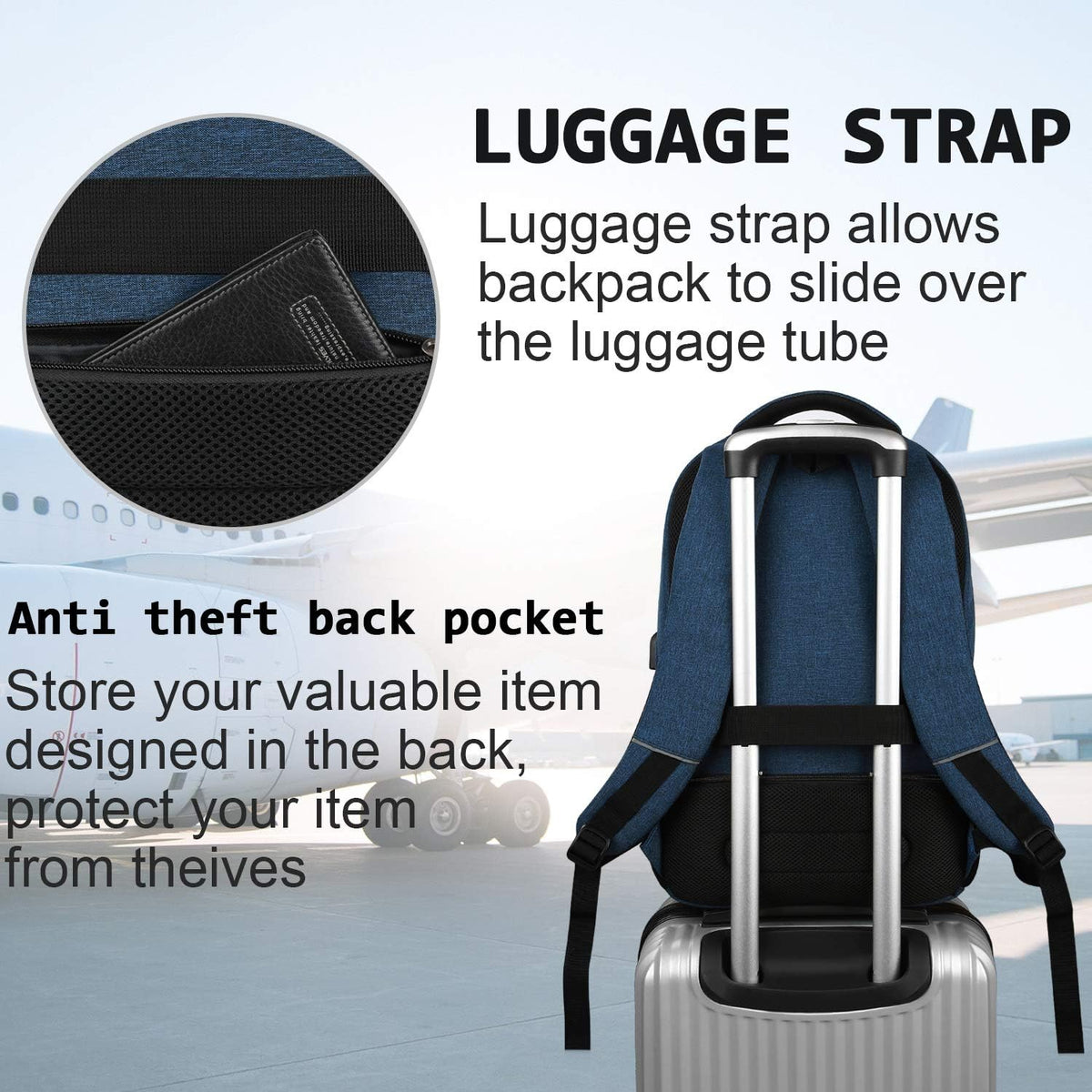 Laptop Backpack 15.6 Inch USB Charging Anti-Theft