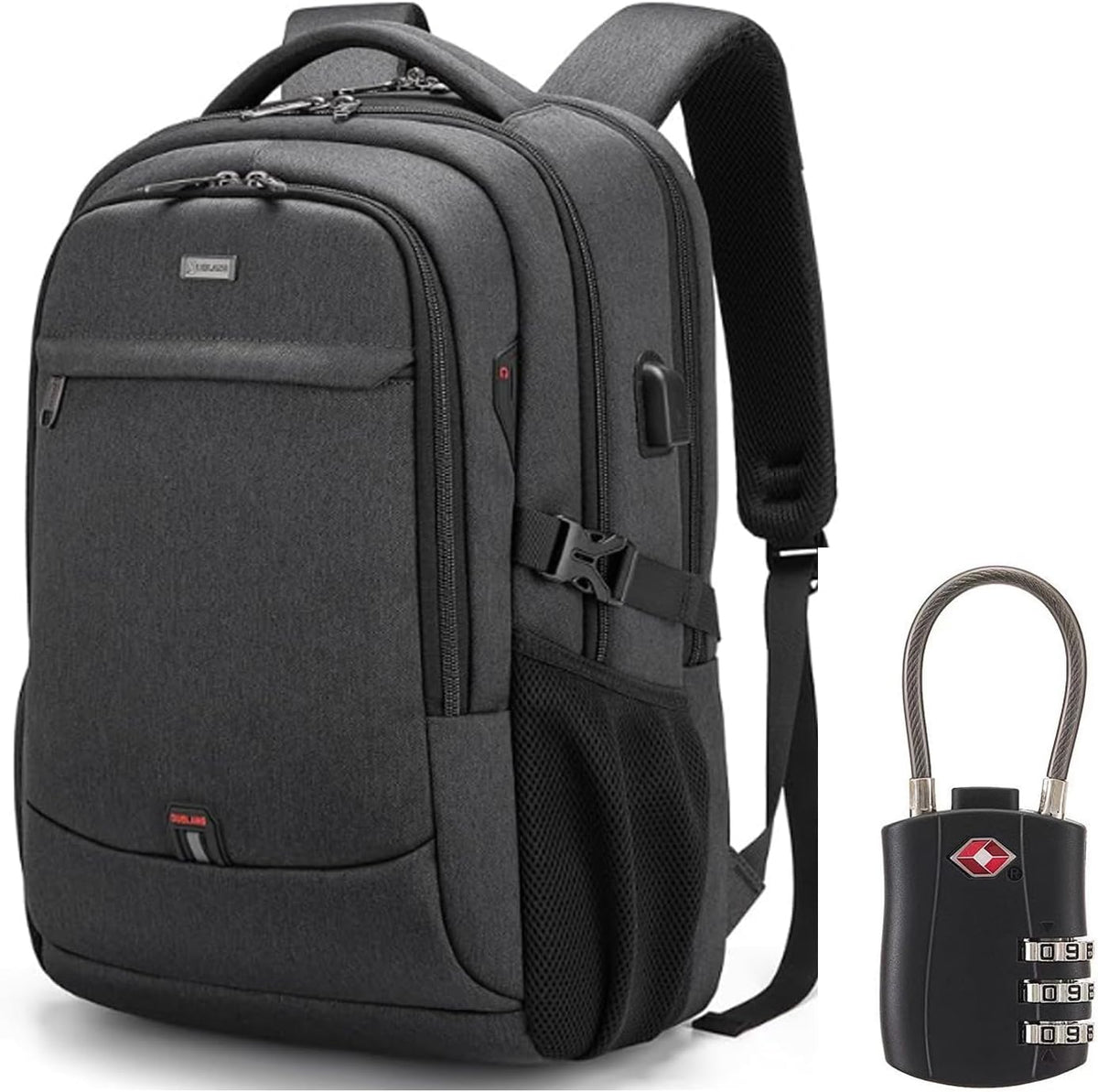 Laptop Backpack Built-In USB Port Hidden Anti-Theft Water-Resistant