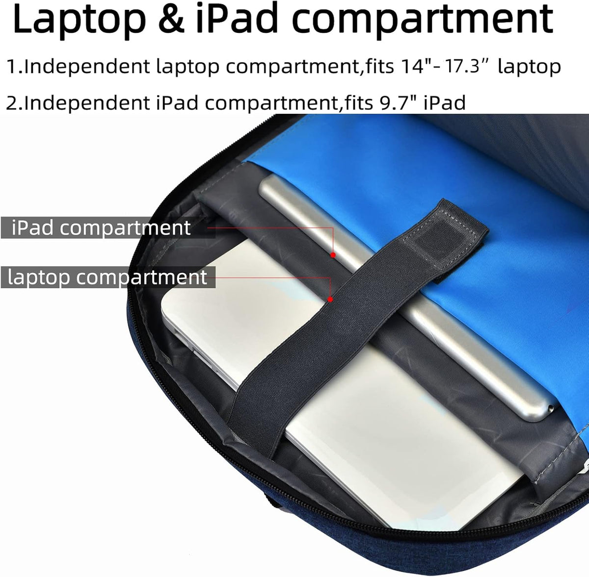 Laptop Backpack Built-In USB Port Hidden Anti-Theft Water-Resistant