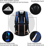 Laptop Backpack Built-In USB Port Hidden Anti-Theft Water-Resistant