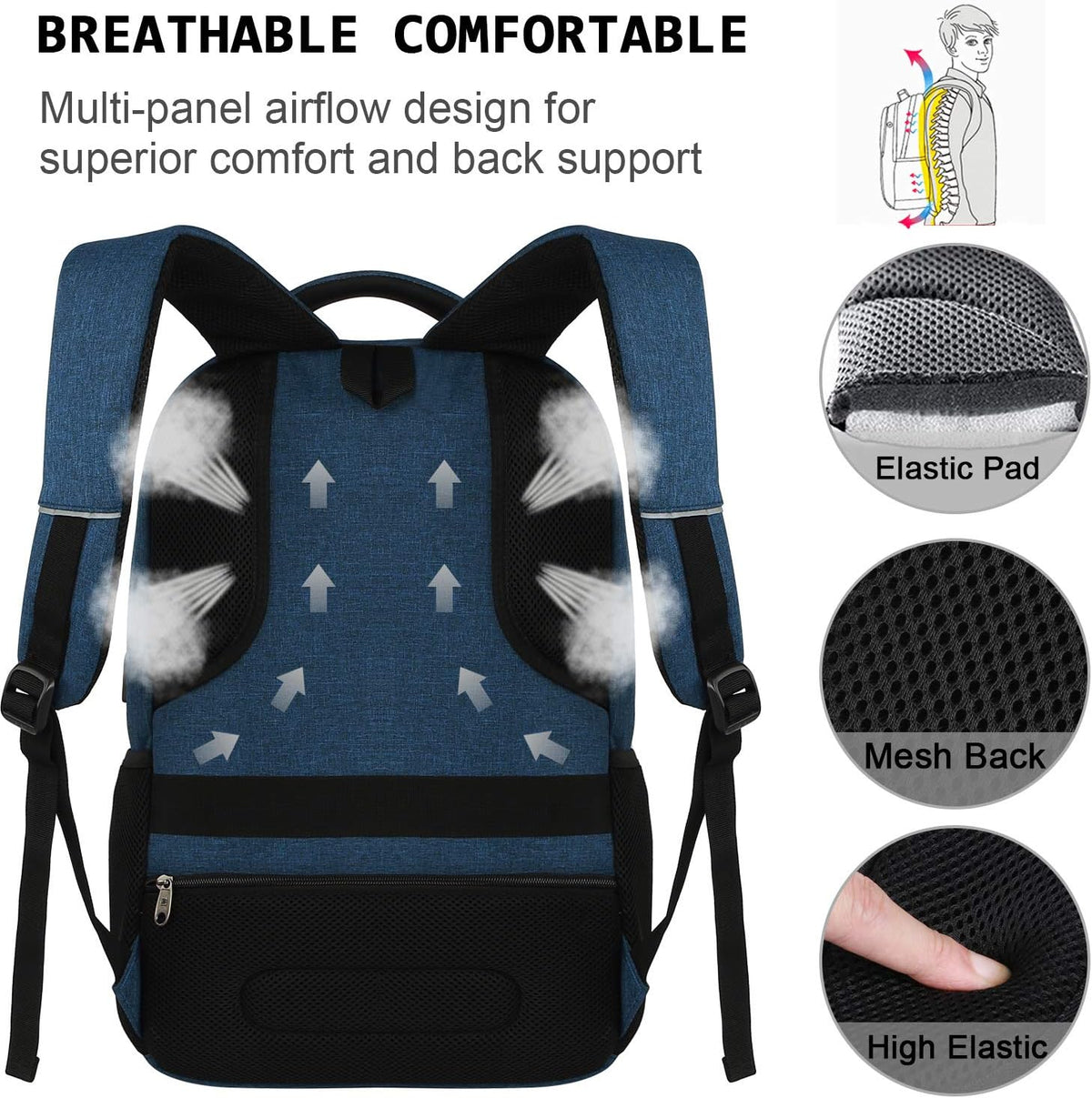 Laptop Backpack Fits 15.6 Inch Anti-Theft USB Charging