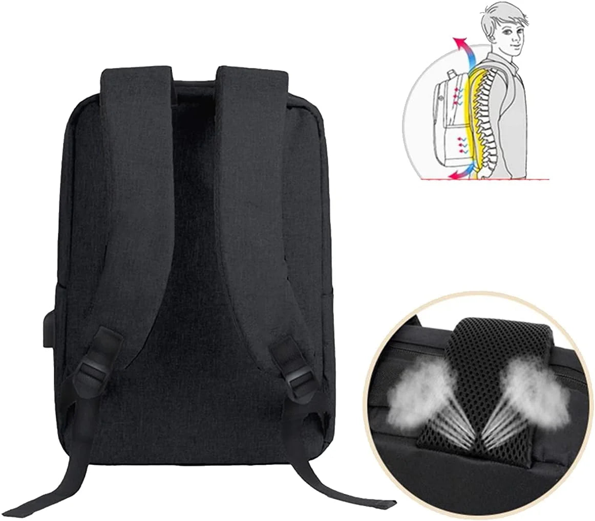 Laptop Backpack Water-Resistant Built-In USB Fits 15 Inch