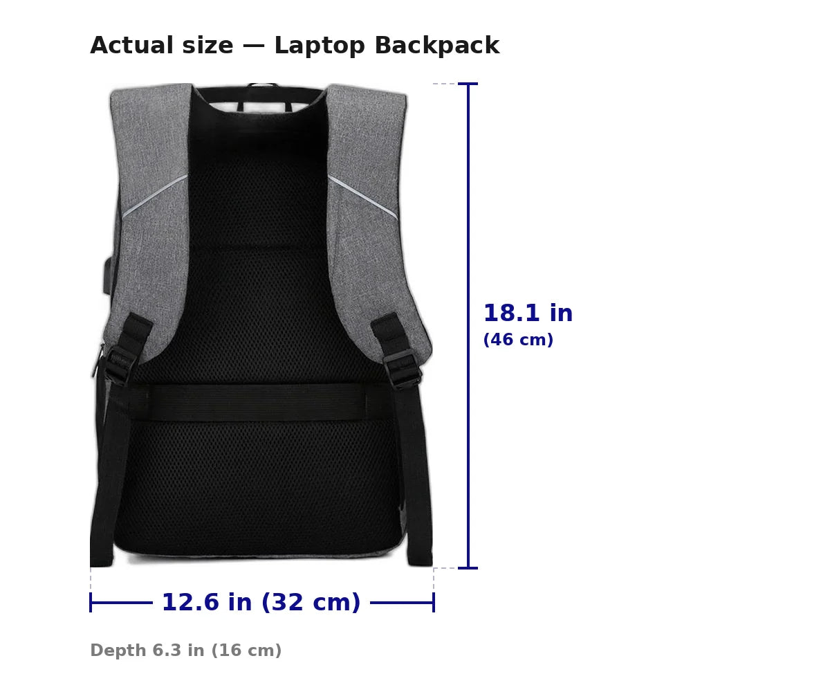 Laptop Backpack Water-Resistant Built-In USB Port 20-35L