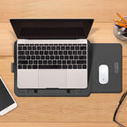 Laptop Sleeve Faux Pebble-Grain Leather Built-In Mouse Pad