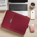 Laptop Sleeve Faux Pebble-Grain Leather Built-In Mouse Pad