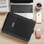 Laptop Sleeve Faux Pebble-Grain Leather Built-In Mouse Pad