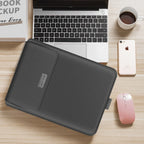 Laptop Sleeve Faux Pebble-Grain Leather Built-In Mouse Pad
