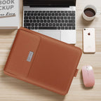 Laptop Sleeve Faux Pebble-Grain Leather Built-In Mouse Pad