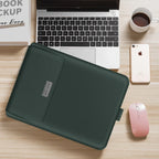 Laptop Sleeve Faux Pebble-Grain Leather Built-In Mouse Pad