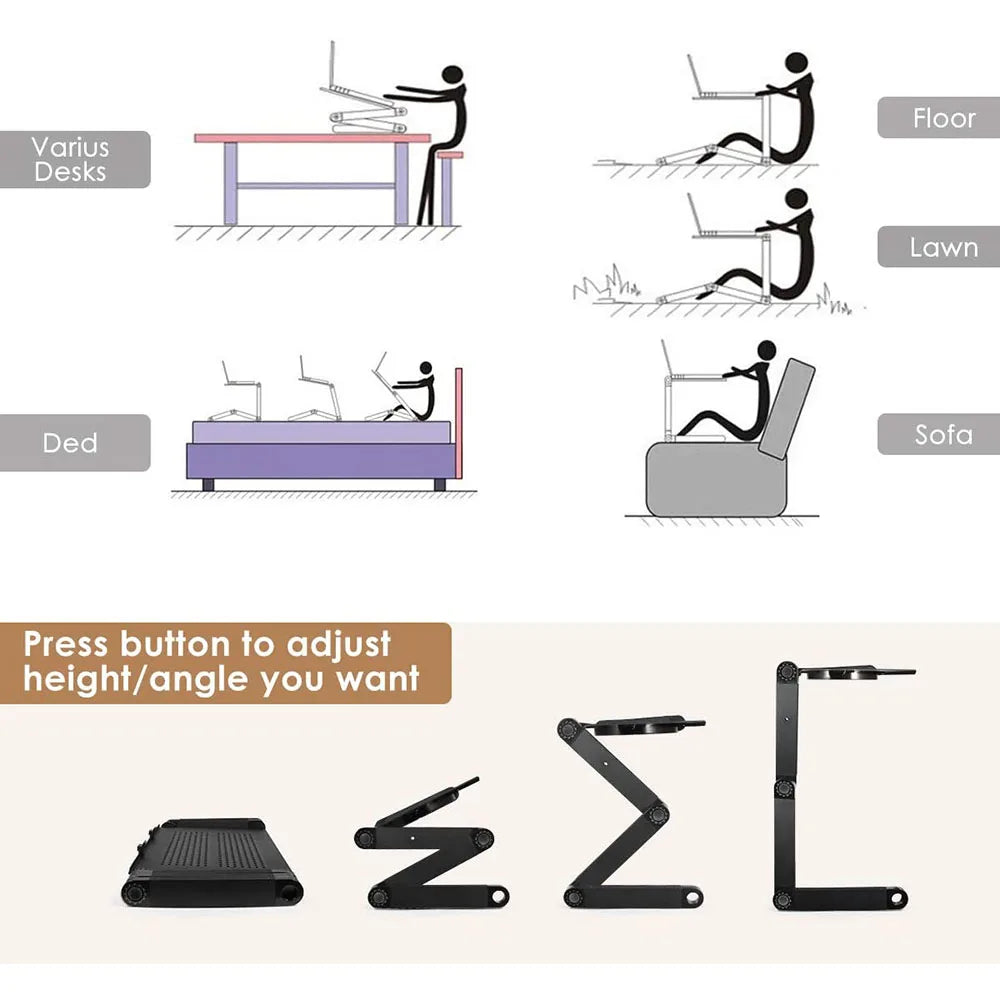 Laptop Stand 360° Rotating Adjustable Cooling Fan