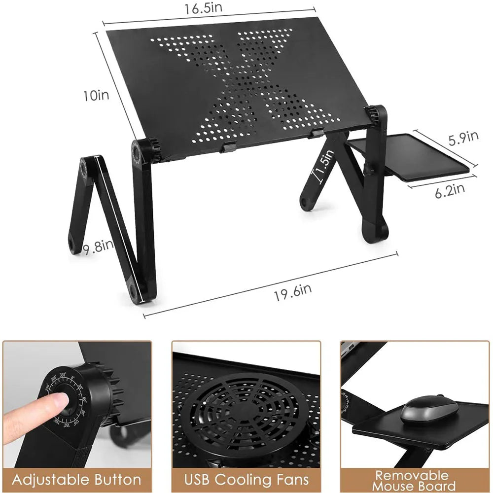 Laptop Stand 360° Rotating Adjustable Cooling Fan