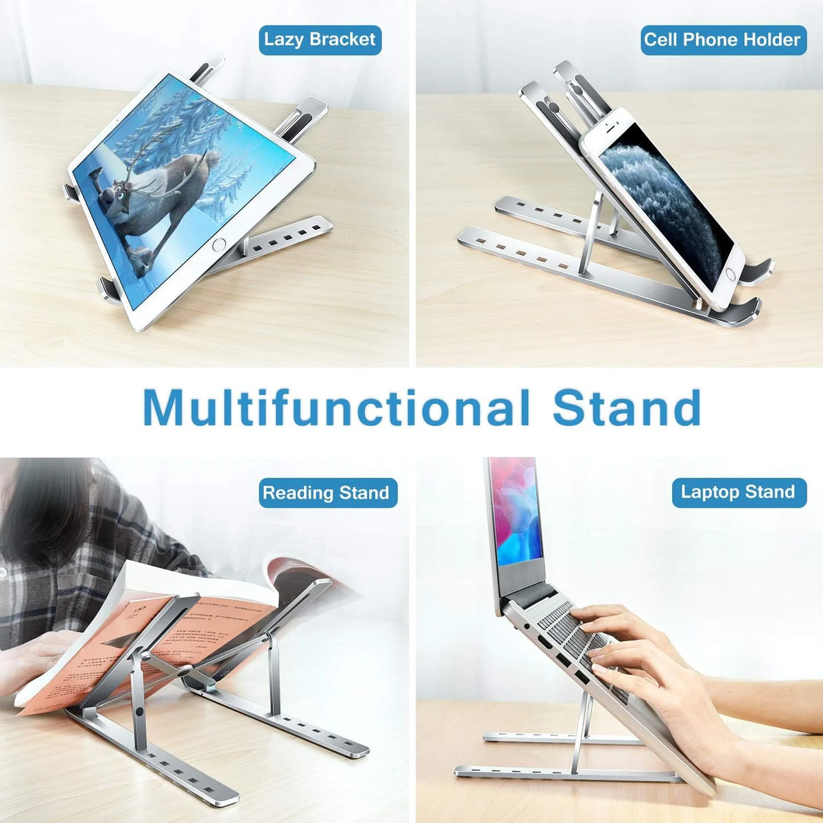 Laptop Stand Aluminum 6-Angle Adjustable Foldable Non-Slip