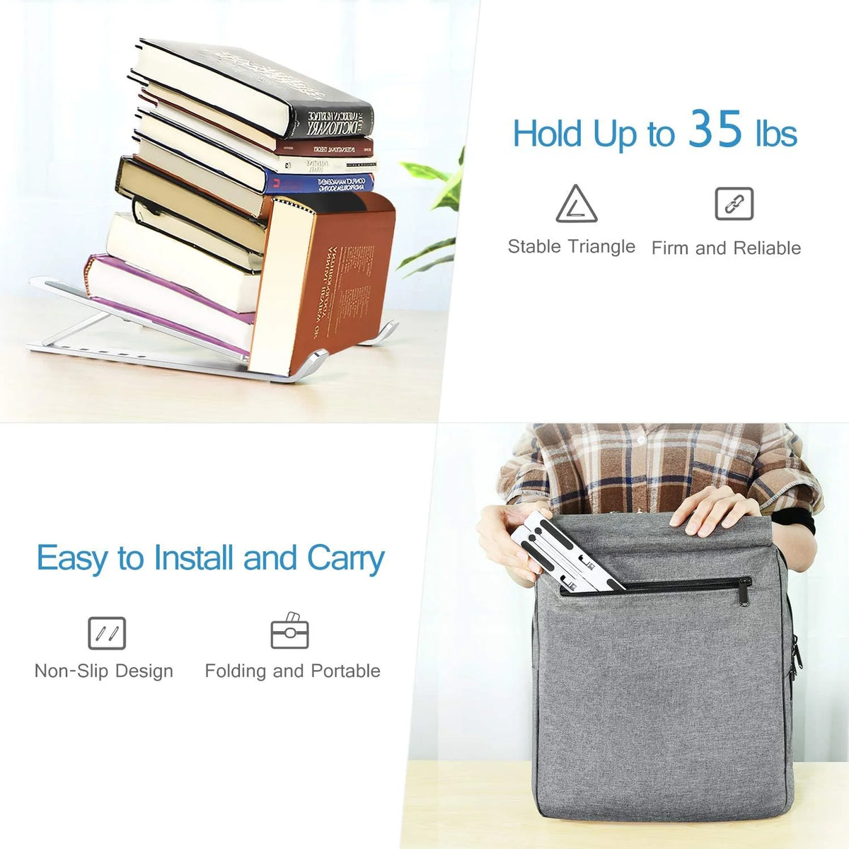 Laptop Stand Aluminum 6-Angle Adjustable Foldable Non-Slip