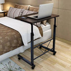 Laptop Table Height Adjustable On Wheels Dark Wood Top
